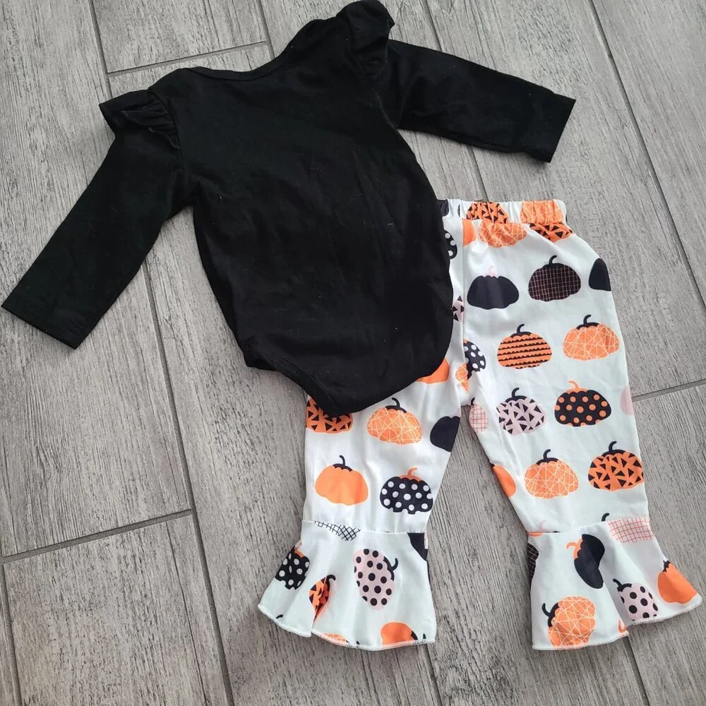 🏷 3/$15 or 5/$20 Baby Girl Pumpkin Outfit – Size 70 (Approx 6–12 Months)
